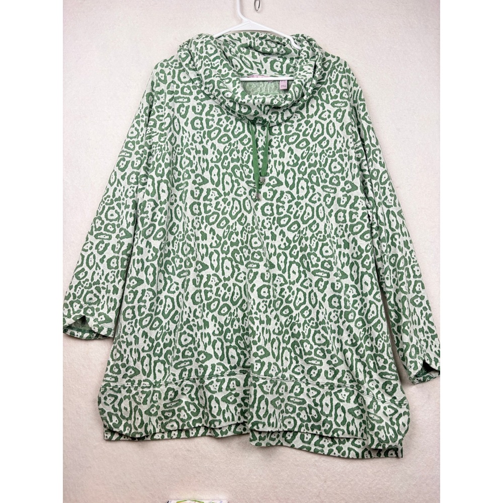 AnyBody‎ Knit Tunic Womens 2X Cowl Neck Leopard Cozy